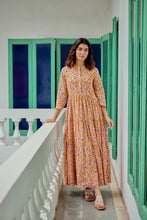 Load image into Gallery viewer, The Pepper Maxi - soft pink with yellow flowers blockprinted