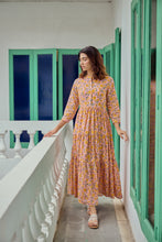 Load image into Gallery viewer, The Pepper Maxi - soft pink with yellow flowers blockprinted