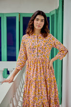 Load image into Gallery viewer, The Pepper Maxi - soft pink with yellow flowers blockprinted