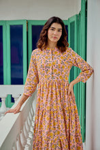 Load image into Gallery viewer, The Pepper Maxi - soft pink with yellow flowers blockprinted