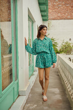 Load image into Gallery viewer, The PAPRIKA set - sea green floral shirt & shorts set