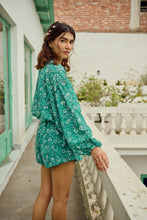 Load image into Gallery viewer, The PAPRIKA set - sea green floral shirt & shorts set