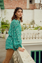 Load image into Gallery viewer, The PAPRIKA set - sea green floral shirt & shorts set