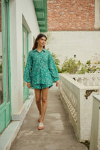 Load image into Gallery viewer, The PAPRIKA set - sea green floral shirt & shorts set