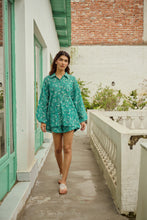 Load image into Gallery viewer, The PAPRIKA set - sea green floral shirt & shorts set