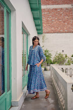 Load image into Gallery viewer, Panelled skirt with pockets - blue fun floral