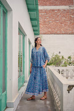 Load image into Gallery viewer, Panelled skirt with pockets - blue fun floral