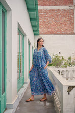 Load image into Gallery viewer, Panelled skirt with pockets - blue fun floral