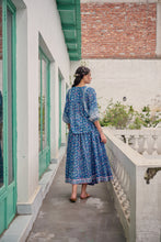 Load image into Gallery viewer, Panelled skirt with pockets - blue fun floral