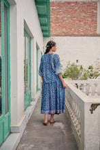 Load image into Gallery viewer, Panelled skirt with pockets - blue fun floral