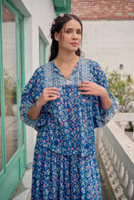 Load image into Gallery viewer, Panelled skirt with pockets - blue fun floral