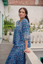 Load image into Gallery viewer, Panelled skirt with pockets - blue fun floral