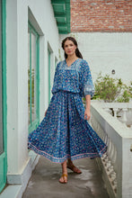 Load image into Gallery viewer, Panelled skirt with pockets - blue fun floral