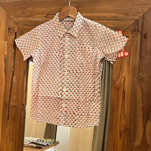 Load image into Gallery viewer, Boys Short-sleeves Shirt - white with orange buti