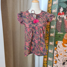 Load image into Gallery viewer, the DILL top - charcoal grey w/ fuchsia floral