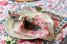 Load image into Gallery viewer, BREMEN  hand block printed Teal blue napkins (set of 6)