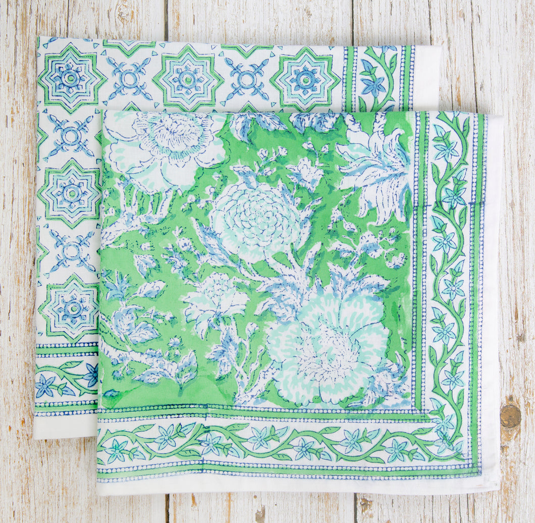 SANTORINI 2.0 - green floral napkins (set of 6)