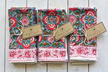 Load image into Gallery viewer, BREMEN  hand block printed Teal blue napkins (set of 6)