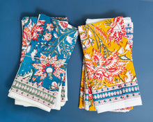 Load image into Gallery viewer, MADRAS - blue floral napkins (set of 6)