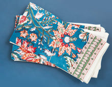 Load image into Gallery viewer, MADRAS - blue floral napkins (set of 6)