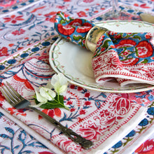 Load image into Gallery viewer, BREMEN  hand block printed Teal blue napkins (set of 6)