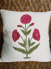 Load image into Gallery viewer, Mughal poppy cushions - 16”x16” - hand quilted

