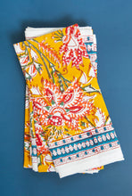 Load image into Gallery viewer, MADRAS - mustard yellow floral napkins (set of 6)
