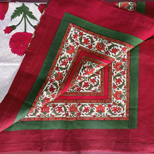 Load image into Gallery viewer, 6 seater Table cloth - block printed cream with Mughal buta
