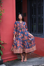 Load image into Gallery viewer, The Thyme Dress - navy with maroon floral 2.0
