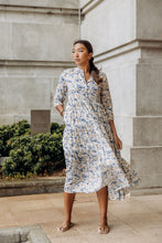 Load image into Gallery viewer, The Pepper maxi - white floral with mustard &amp; navy flowers
