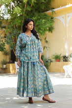 Load image into Gallery viewer, the Panelled skirt with pockets - green floral
