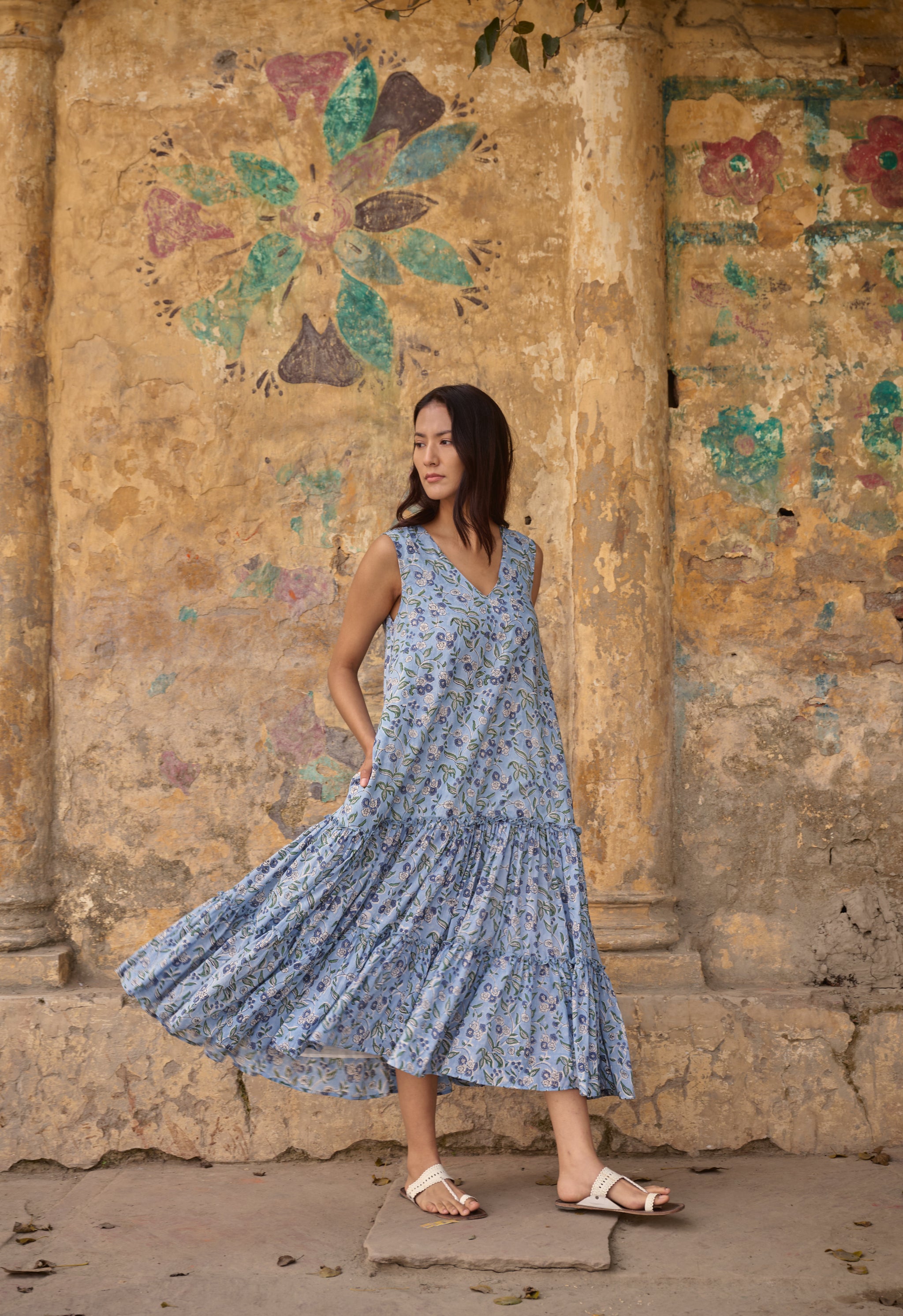 chinese dress ladies Bungalow Cutie Linen-Blend Maxi Dress L / Pink