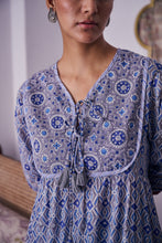 Load image into Gallery viewer, The Thyme Dress - blue grey geometrics
