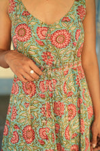 Load image into Gallery viewer, The JAIPUR maxi - green with soft pink floral
