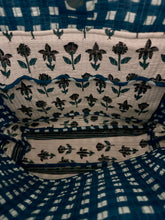 Load image into Gallery viewer, The mini summer tote - white with grey and blue butas
