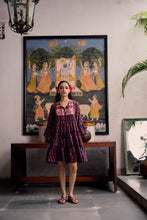 Load image into Gallery viewer, The STEVIA dress - vintage NAVY with red butis
