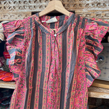 Load image into Gallery viewer, The TANSY top - charcoal pink stripes
