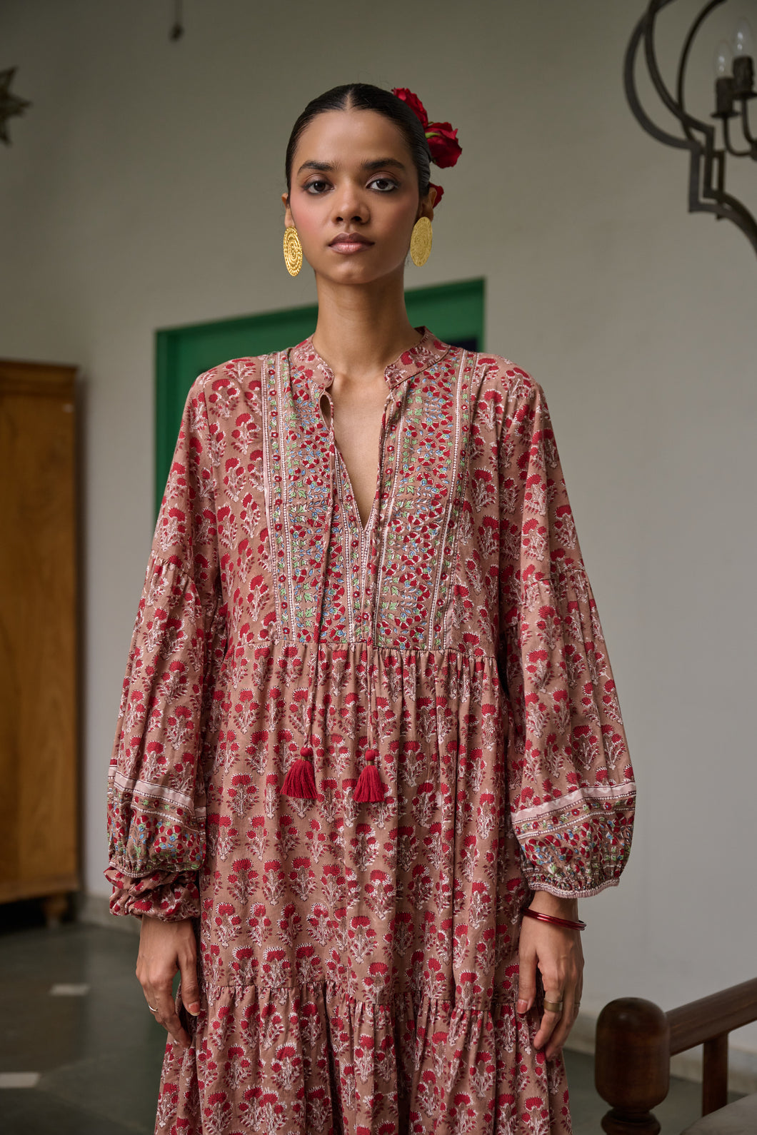 The WASABI midi - Brown with red butis