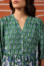 Load image into Gallery viewer, The CHILLI midi - forest green and blue floral
