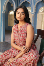 Load image into Gallery viewer, BORAGE MIDI dress - brown with red butis
