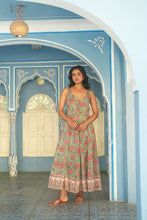 Load image into Gallery viewer, The JAIPUR maxi - green with soft pink floral
