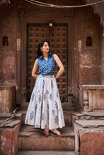 Load image into Gallery viewer, the TIERED skirt - blue stripes

