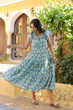 Load image into Gallery viewer, the CILANTRO midi - green with yellow floral
