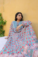 Load image into Gallery viewer, The Thyme Dress - turquoise blue &amp; pink butis
