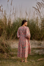 Load image into Gallery viewer, the NUTMEG midi - pink pastels floral with lurex
