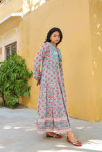Load image into Gallery viewer, The Thyme Dress - turquoise blue &amp; pink butis
