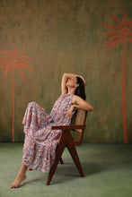 Load image into Gallery viewer, BORAGE MIDI dress - white w/ pink brown floral
