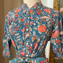 Load image into Gallery viewer, BREMEN dress - deep blue w/ white orange floral
