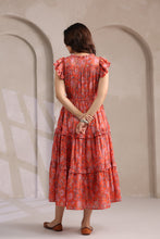 Load image into Gallery viewer, the CILANTRO midi - apricot w/ pink floral
