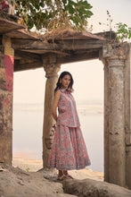 Load image into Gallery viewer, the PANELLED skirt - soft pink floral with lurex
